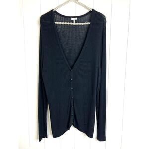 Semantiks Black Ribbed V Neck Cardigan Long Sleeve Size‎ 2X
